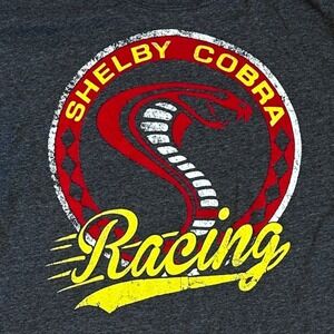 Shelby Cobra Racing TShirt Medium Charcoal Grey Fifth Sun Flocked Graphic